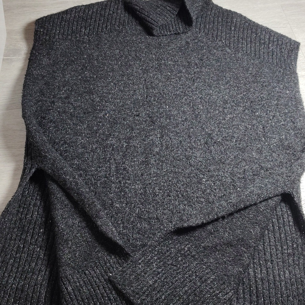 Lou & Grey Womens Mock Neck‎ Sleeveless Sweater Vest Charcoal Gray Marled Size M